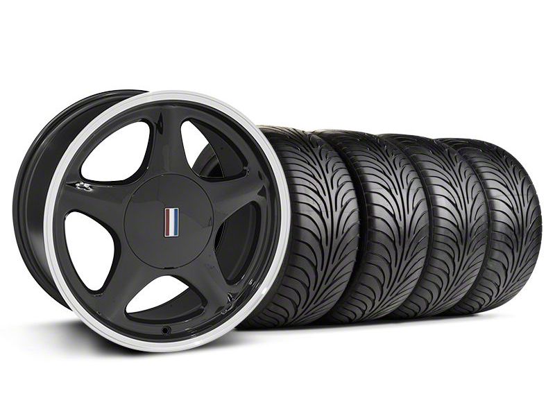 Black w/Machined Lip Pony Style Wheel & Sumitomo Tire Kit- 17x9 (87-93; Excludes 93 Cobra)