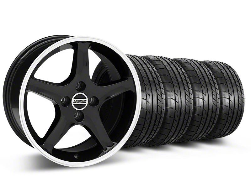 Black w/ Machined Lip 1995 Style Cobra R Wheel & Mickey Thompson Tire Kit- 17x8 (87-93; Excludes 93 Cobra)