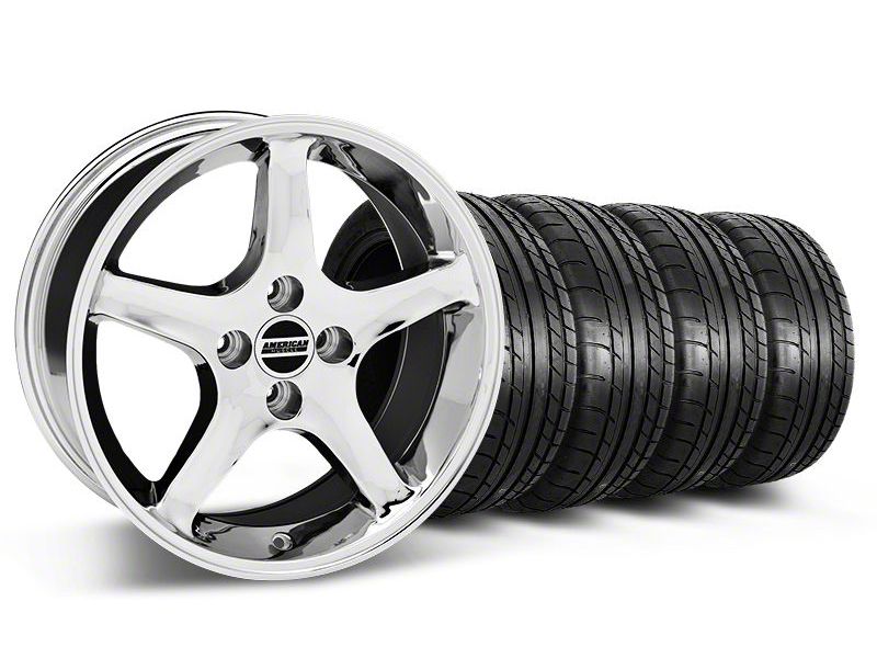 Chrome 1995 Style Cobra R Wheel & Mickey Thompson Tire Kit- 17x8 (87-93; Excludes 93 Cobra)