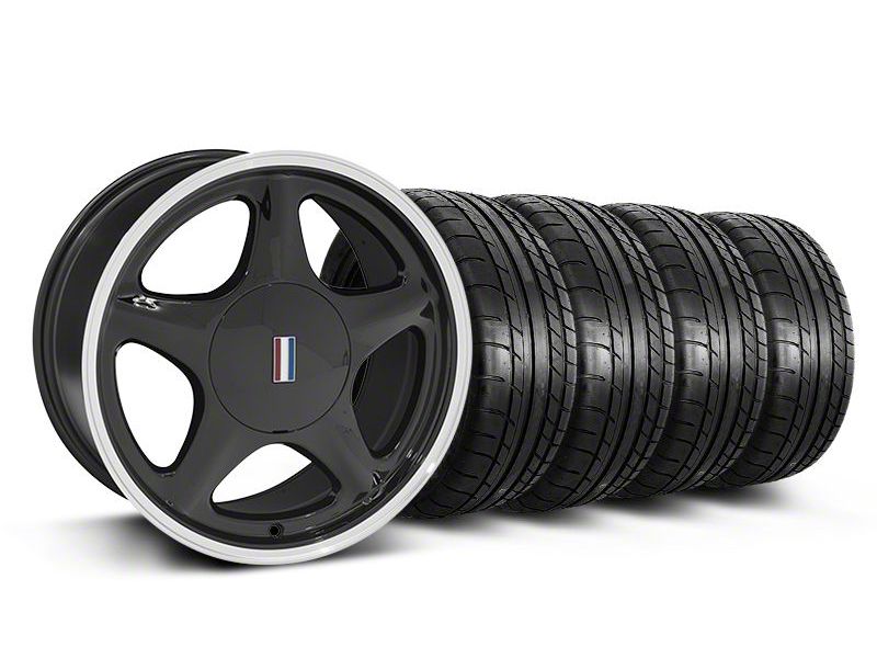 Black w/Machined Lip Pony Style Wheel & Mickey Thompson Tire Kit- 17x9 (87-93; Excludes 93 Cobra)