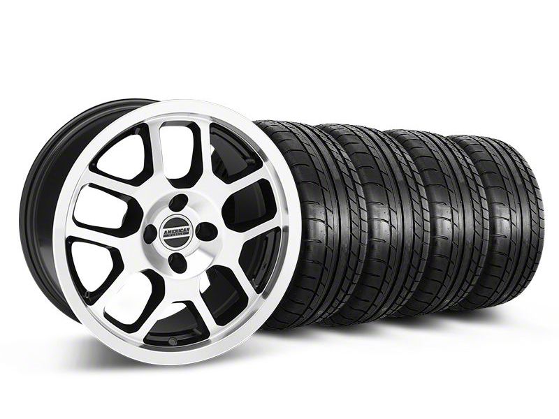 Black Machined 2007 Style GT500 Wheel & Mickey Thompson Tire Kit- 17x9 (87-93; Excludes 93 Cobra)