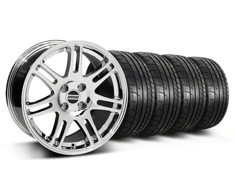 Chrome 10th Anniversary Cobra Style Wheel & Mickey Thompson Tire Kit- 17x9 (87-93; Excludes 93 Cobra)