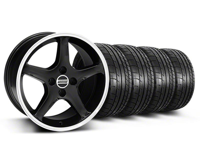 Black w/Machined Lip 1995 Style Cobra R Wheel & Mickey Thompson Tire Kit- 17x9 (87-93; Excludes 93 Cobra)