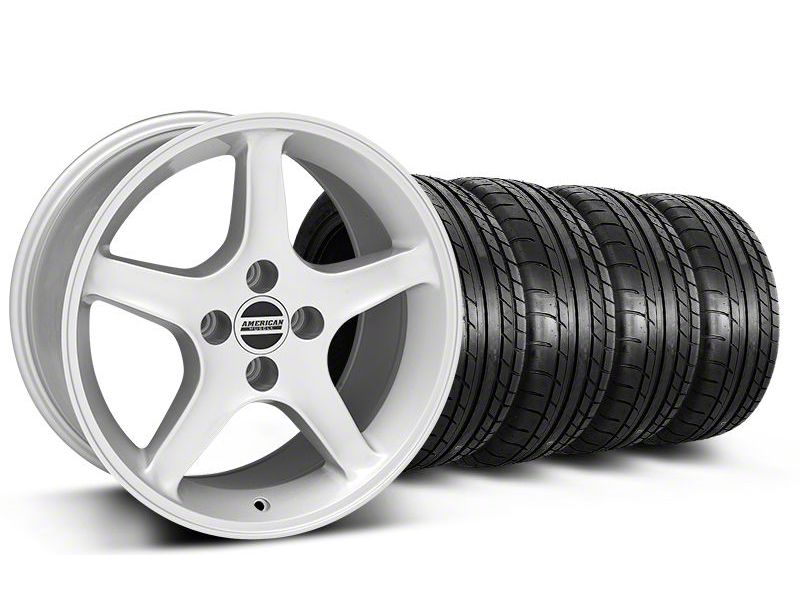 Silver 1995 Style Cobra R Wheel & Mickey Thompson Tire Kit- 17x9 (87-93; Excludes 93 Cobra)