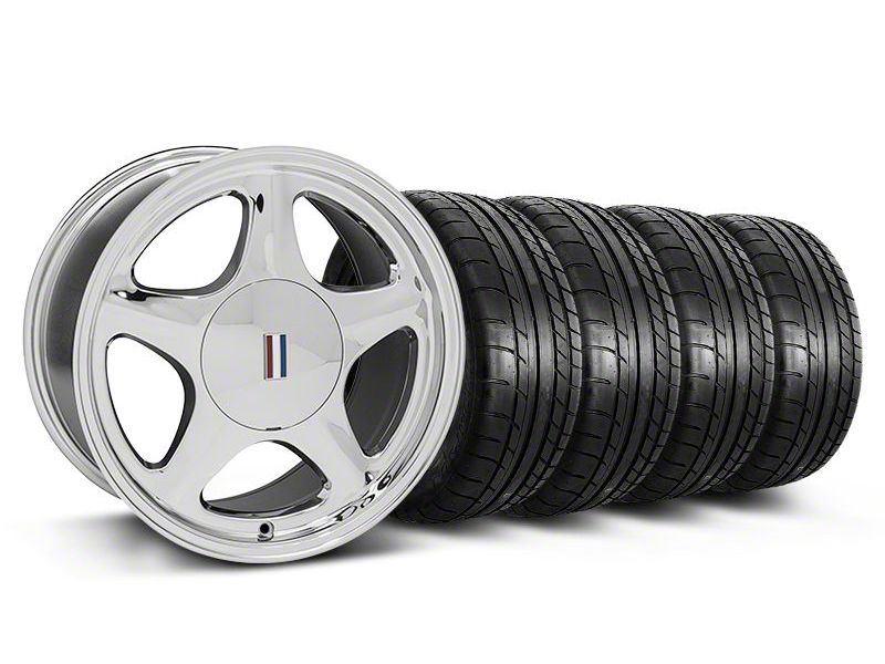 Chrome Pony Style Wheel & Mickey Thompson Tire Kit- 17x9 (87-93; Excludes 93 Cobra)