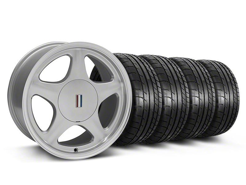 Silver w/Machined Lip Pony Style Wheel & Mickey Thompson Tire Kit- 17x9 (87-93; Excludes 93 Cobra)