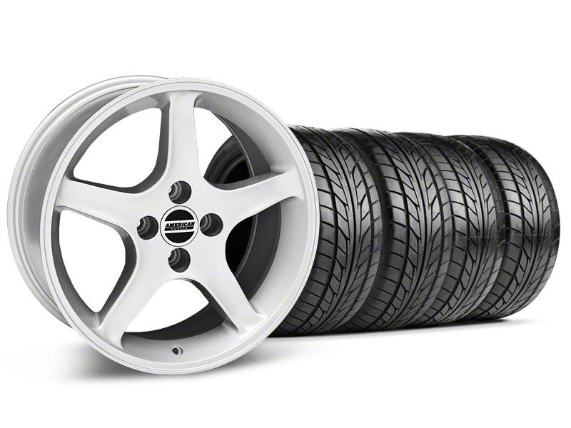 Silver 1995 Style Cobra R Wheel & NITTO Tire Kit- 17x8/9 (87-93; Excludes 93 Cobra)