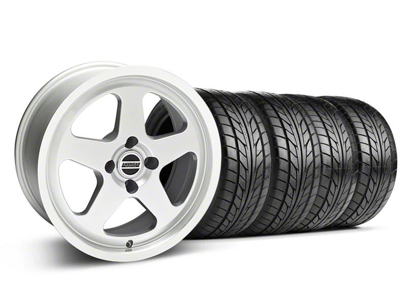 Staggered Silver SC Style Wheel & NITTO Tire Kit- 17x8/10 (87-93; Excludes 93 Cobra)