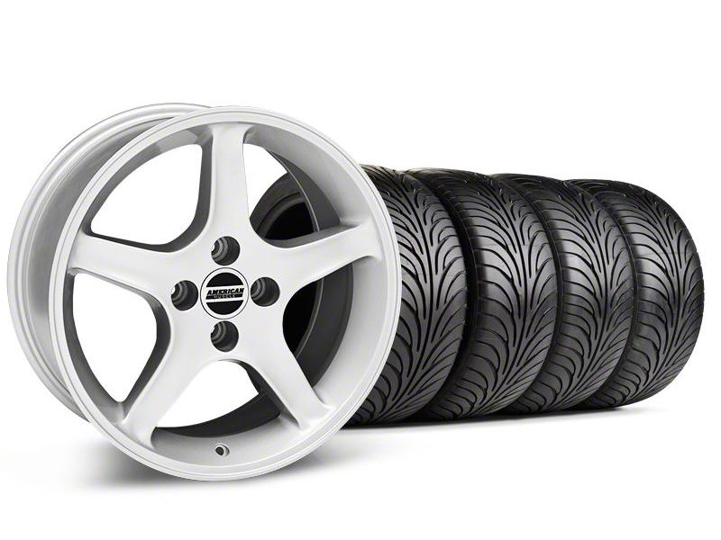 Staggered Silver 1995 Style Cobra R Wheel & Sumitomo Tire Kit - 17x8/9 (87-93; Excludes 93 Cobra)