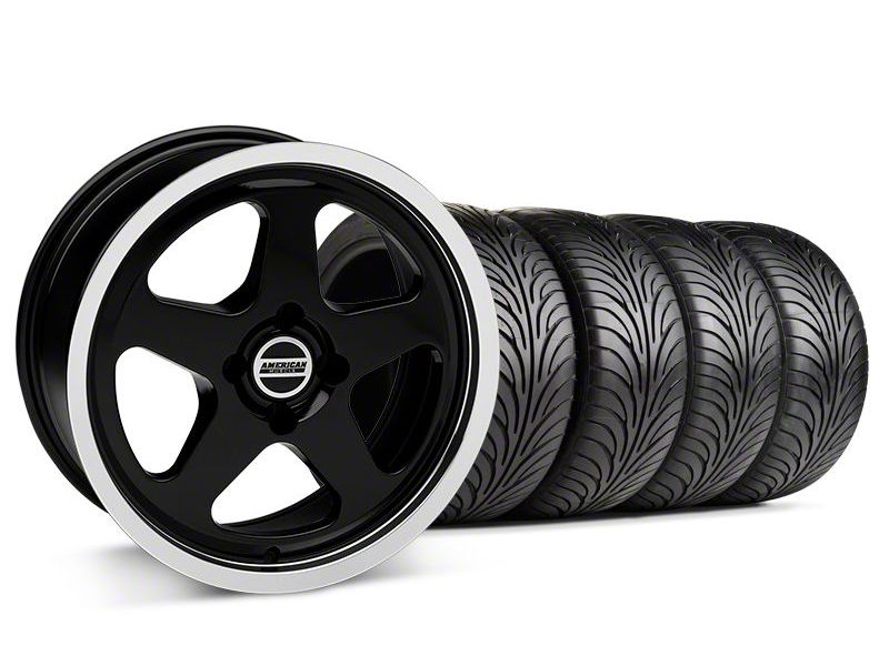 Staggered Black SC Style Wheel & Sumitomo Tire Kit - 17x8/10 (87-93; Excludes 93 Cobra)