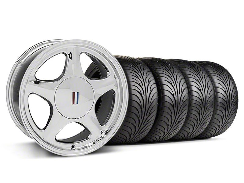 Staggered Chrome Pony Style Wheel & Sumitomo Tire Kit - 17x8/10(87-93; Excludes 93 Cobra)