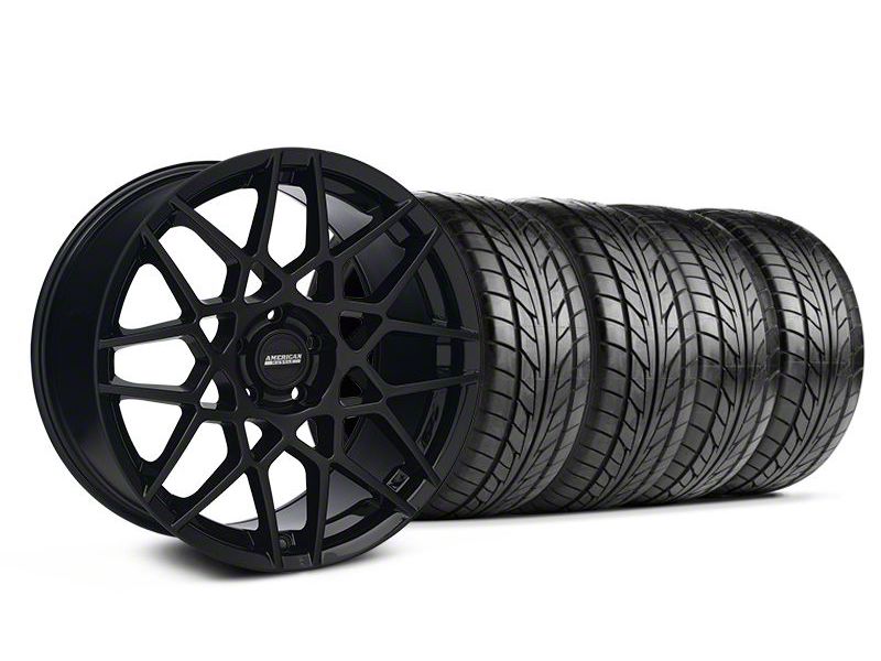Gloss Black 2013 GT500 Style Wheel & NITTO Tire Kit - 18x9 (05-14 All)