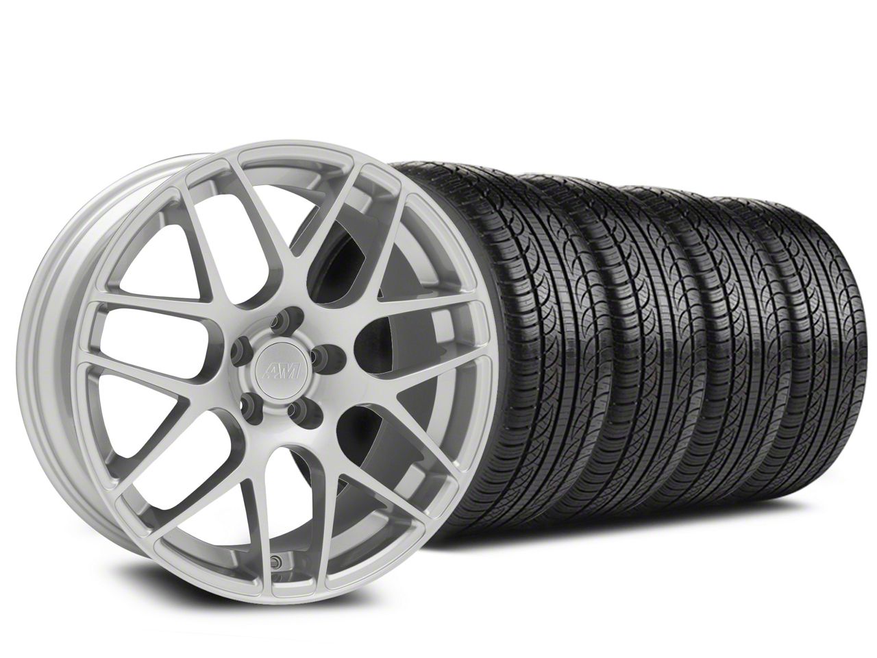 Silver AMR Style Wheel & Pirelli Tire Kit - 19x8.5 (05-14 All)