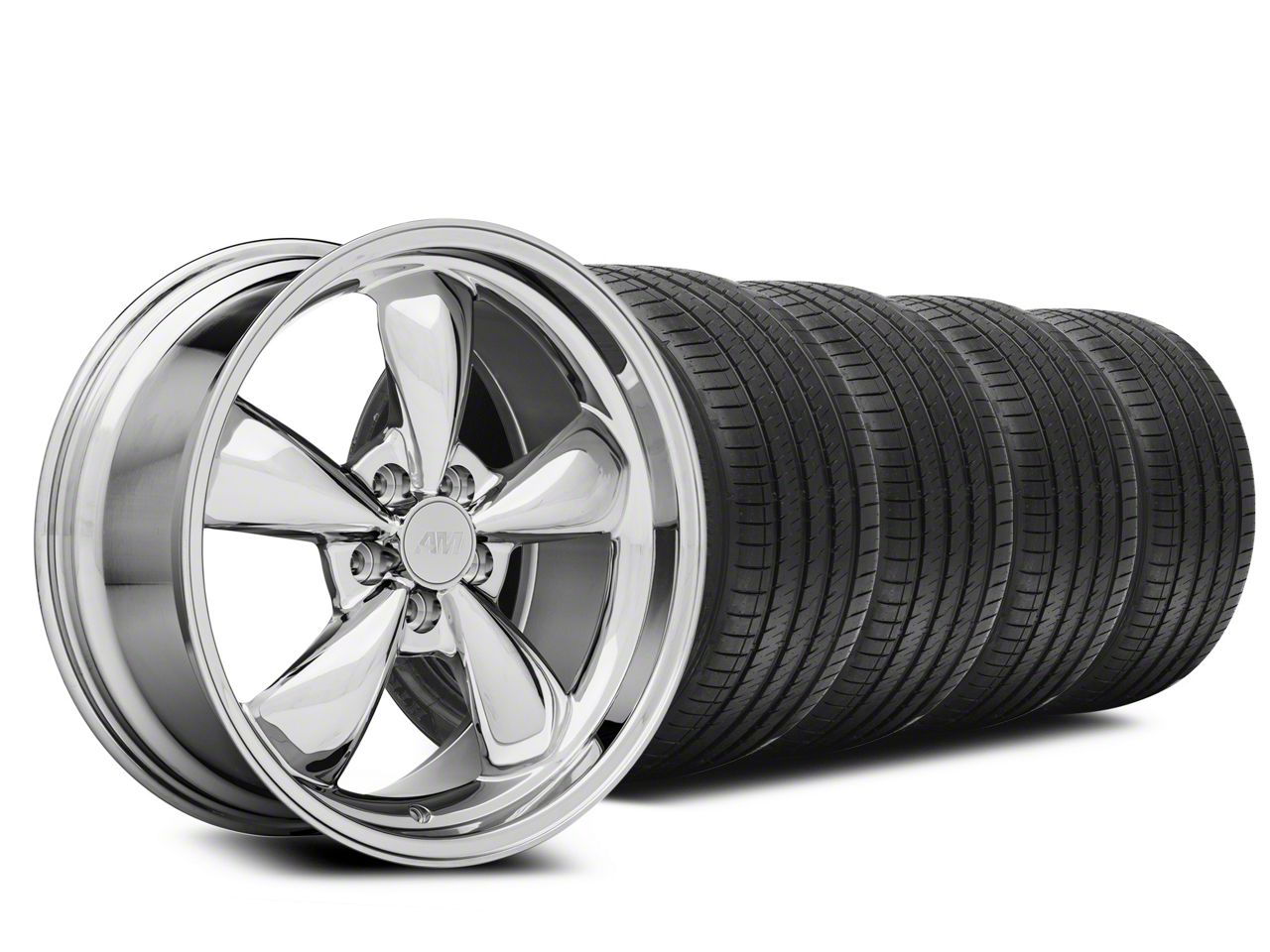 Chrome Deep Dish Bullitt Mustang Wheel & Sumitomo Tire Kit - 19x8.5 (05-14 GT, V6)
