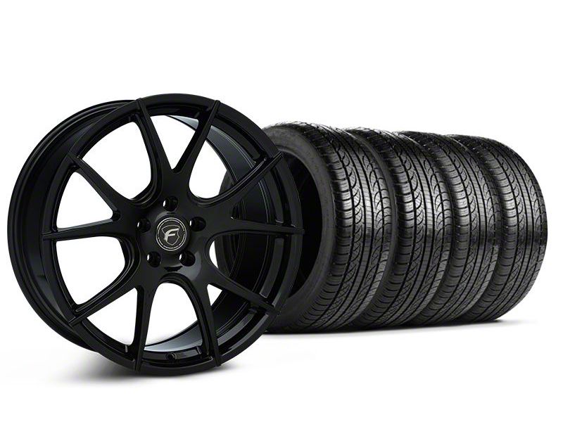 Piano Black Forgestar CF5V Monoblock Wheel & Pirelli Tire Kit - 19x9 (05-14 All)