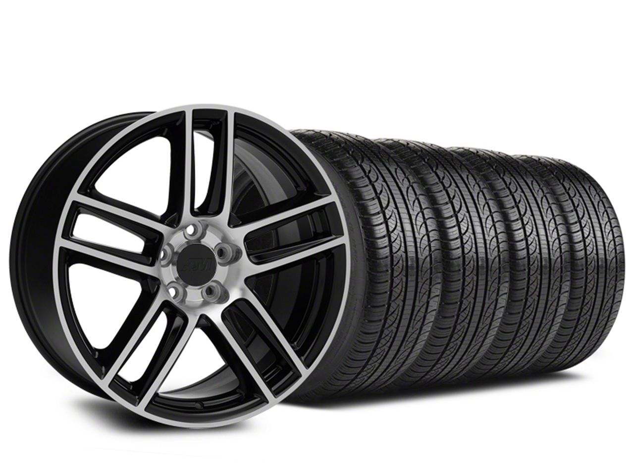 Black Machined Boss Laguna Style Wheel & Pirelli Tire Kit - 19x9 (05-14 All)