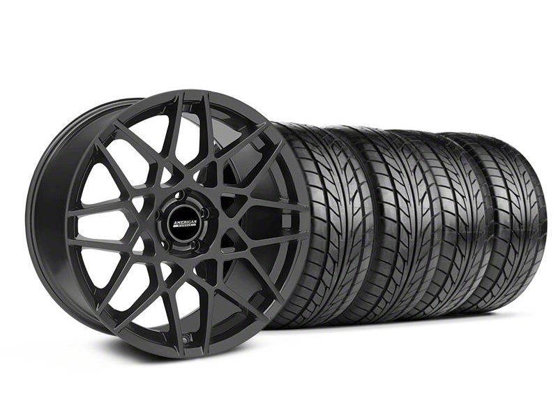 Staggered Charcoal 2013 GT500 Style Wheel & NITTO Tire Kit - 18x9/10 (05-14 All)