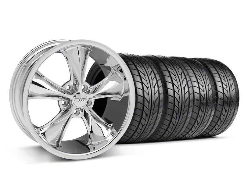 Staggered Chrome Foose Legend Wheel & NITTO Tire Kit - 18x8.5/9.5 (05-09 GT, V6)