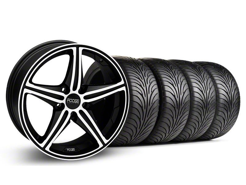 Staggered Black Machined Foose Speed Wheel & Sumitomo Tire Kit - 18x8/9.5 (05-14 All, Excluding GT500)