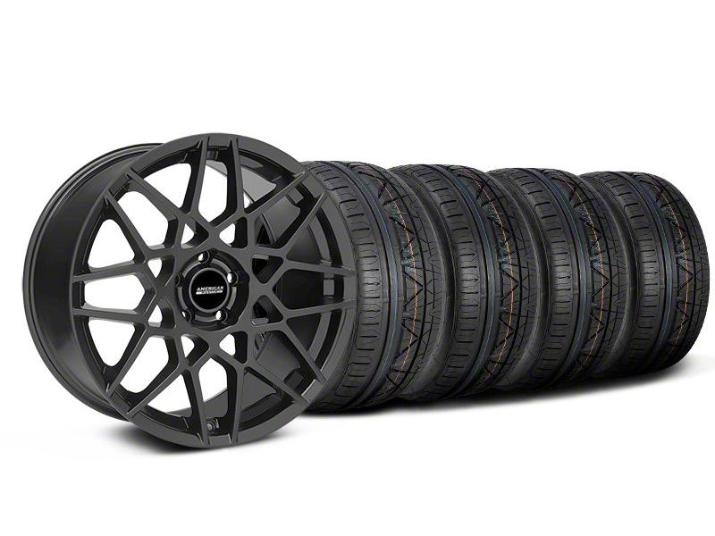 Staggered Charcoal 2013 GT500 Style Wheel & NITTO INVO Tire Kit - 18x9/10 (05-14)