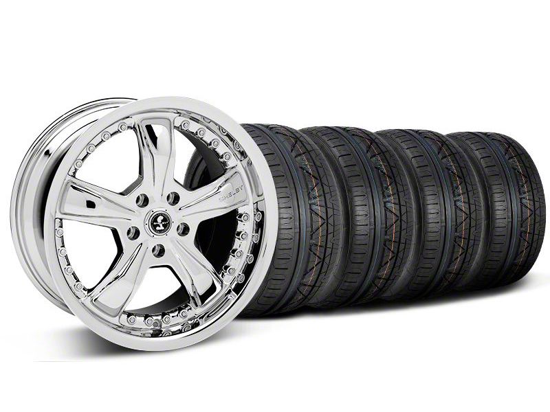 Staggered Chrome Shelby Razor Mustang Wheel & NITTO INVO Tire Kit - 18x9/10 (05-14 GT, V6)