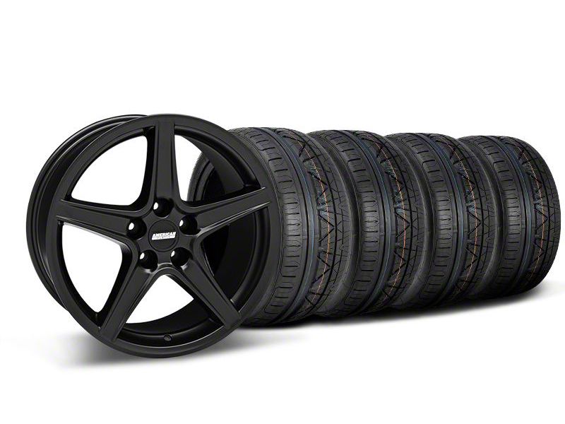 Staggered Matte Black Saleen Mustang Wheel & NITTO INVO Tire Kit - 18x9/10 (05-14 GT, V6)