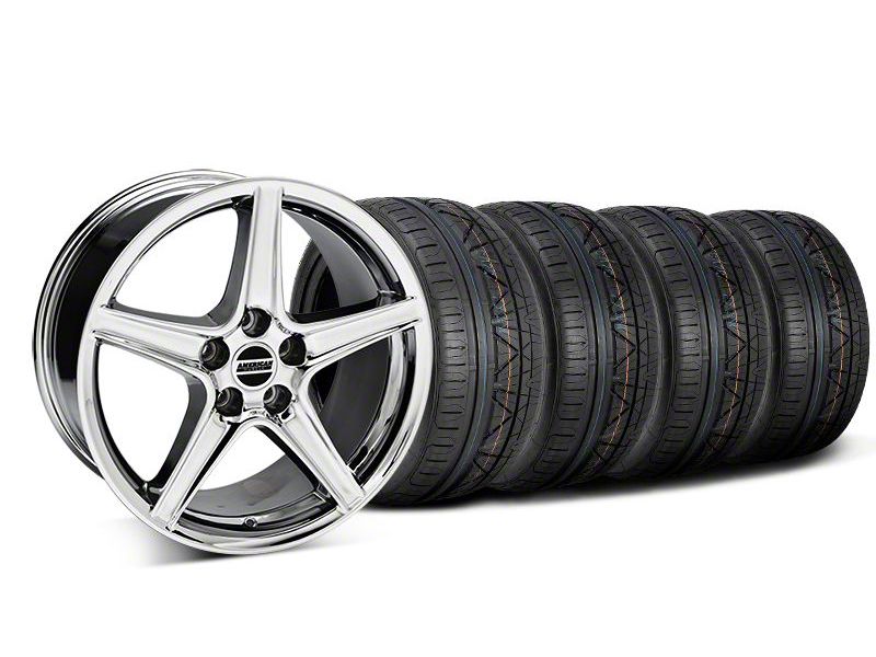 Staggered Chrome Saleen Style Wheel & NITTO INVO Tire Kit - 18x9/10 (05-14 All, Excluding GT500)