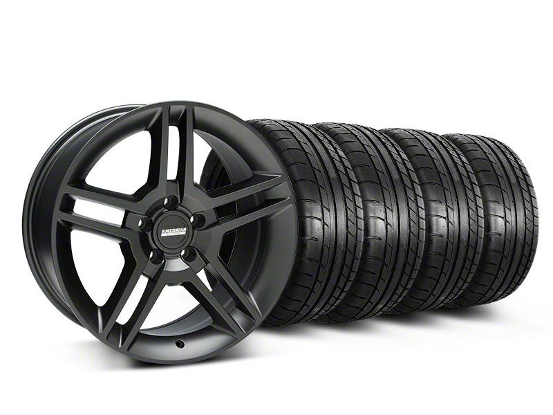 Staggered Matte Black 2010 Style GT500 Wheel & Mickey Thompson Tire Kit - 18x9/10 (05-14 All)