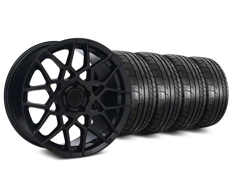 Staggered Gloss Black 2013 GT500 Style Wheel & Mickey Thompson Tire Kit - 18x9/10 (05-14 All)
