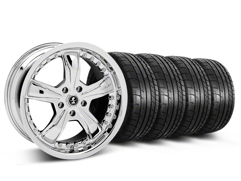 Staggered Chrome Shelby Razor Mustang Wheel & Mickey Thompson Tire Kit - 18x9/10 (05-14 GT, V6)