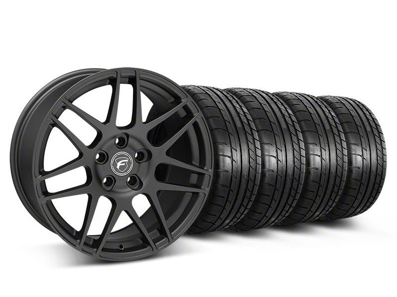Staggered Matte Black Forgestar F14 Monoblock Wheel & Mickey Thompson Tire Kit - 18x9/10 (05-14 All)