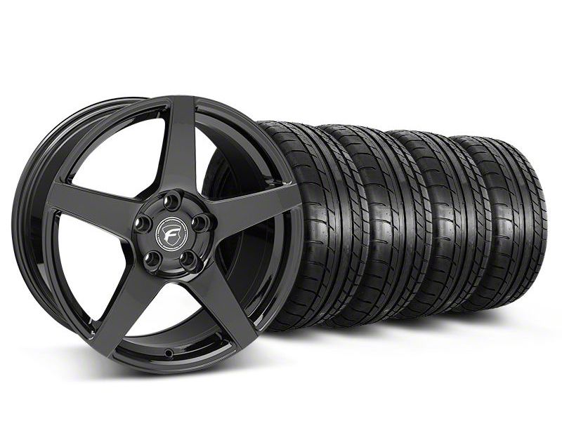 Staggered Gloss Black Forgestar CF5 Monoblock Wheel & Mickey Thompson Tire Kit - 18x9/10 (05-14 All)