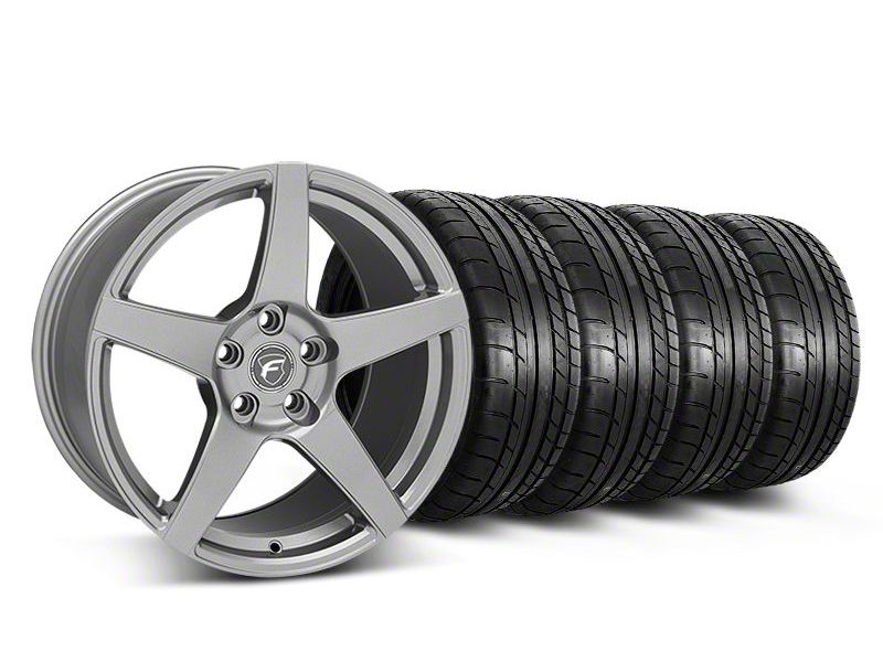 Staggered Gunmetal Forgestar CF5 Monoblock Wheel & Mickey Thompson Tire Kit - 18x9/10 (05-14 All)
