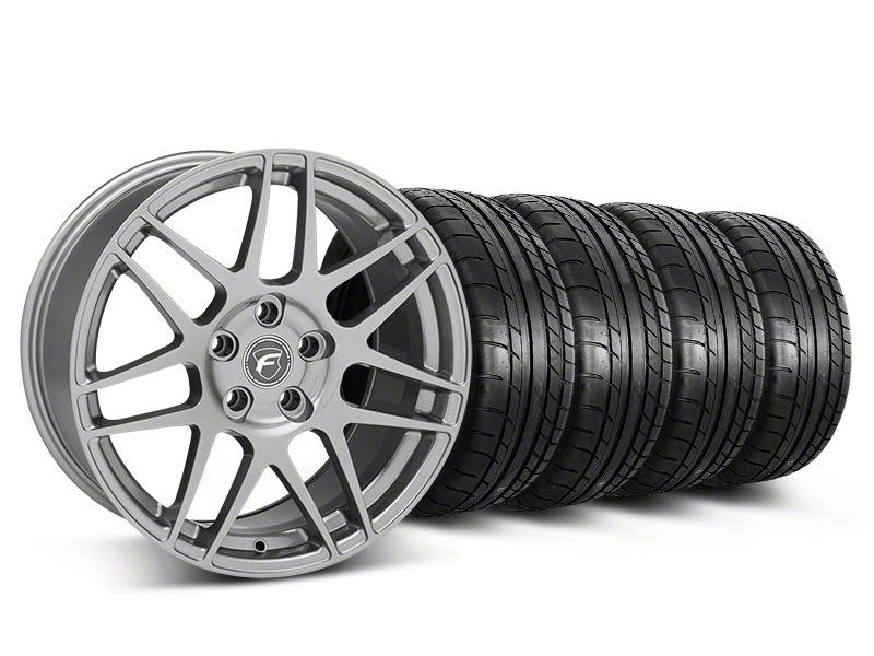 Staggered Gunmetal Forgestar F14 Monoblock Wheel & Mickey Thompson Tire Kit - 18x9/10 (05-14 All)