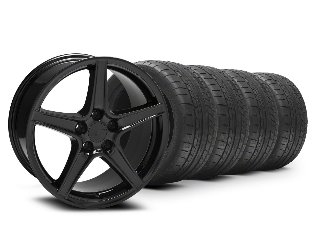 Staggered Black Saleen Style Wheel & Mickey Thompson Tire Kit - 18x9/10 (05-14 All, Excluding GT500)