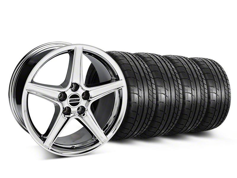 Staggered Chrome Saleen Style Wheel & Mickey Thompon Tire Kit - 18x9/10 (05-14 All, Excluding GT500)