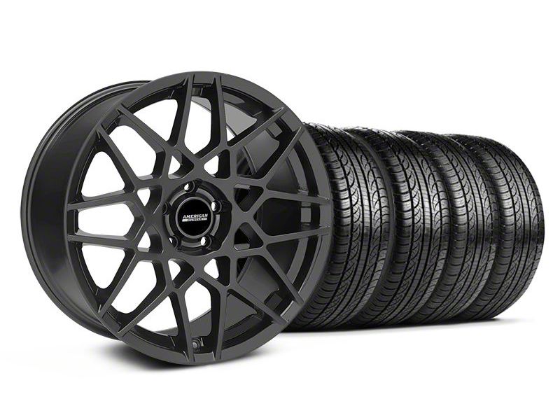 Staggered Charcoal 2013 GT500 Style Wheel & Pirelli Tire Kit - 19x8.5/10 (05-14 GT, V6)