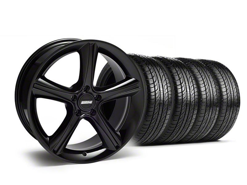 Staggered Black 2010 GT Premium Mustang Wheel & Pirelli Tire Kit - 19x8.5/10 (05-14)