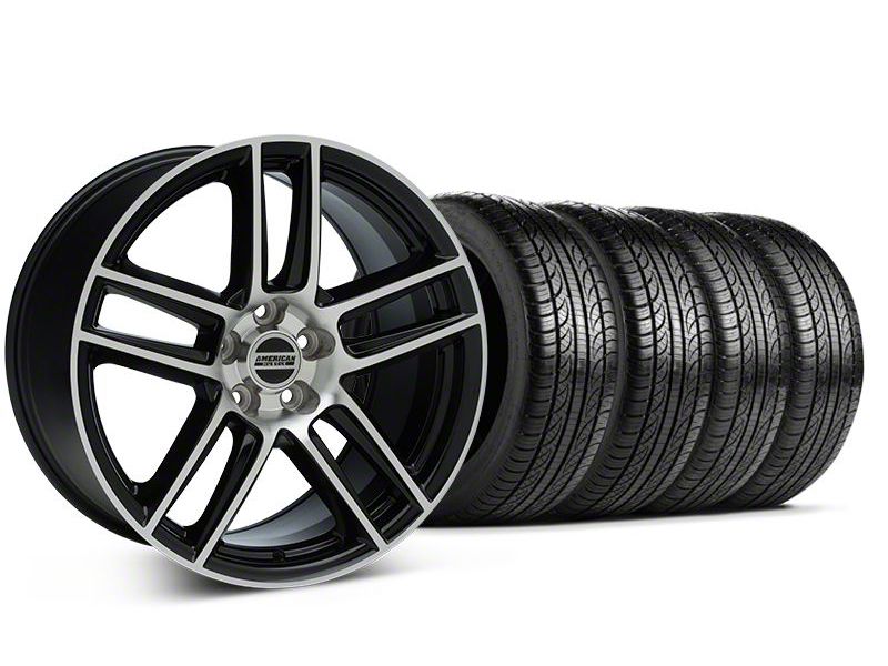 Staggered Black Machined Boss Laguna Style Wheel & Pirelli Tire Kit - 19x9/10 (05-14 All)