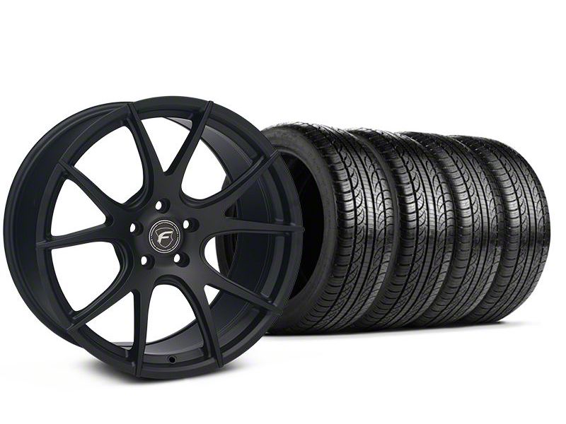 Staggered Matte Black Forgestar CF5V Monoblock Wheel & Pirelli Tire Kit - 19x9/10 (05-14 All)