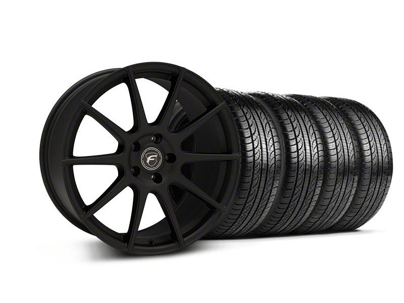 Staggered Textured Black Forgestar CF10 Monoblock Wheel & Pirelli Tire Kit - 19x9/10 (05-14 All)