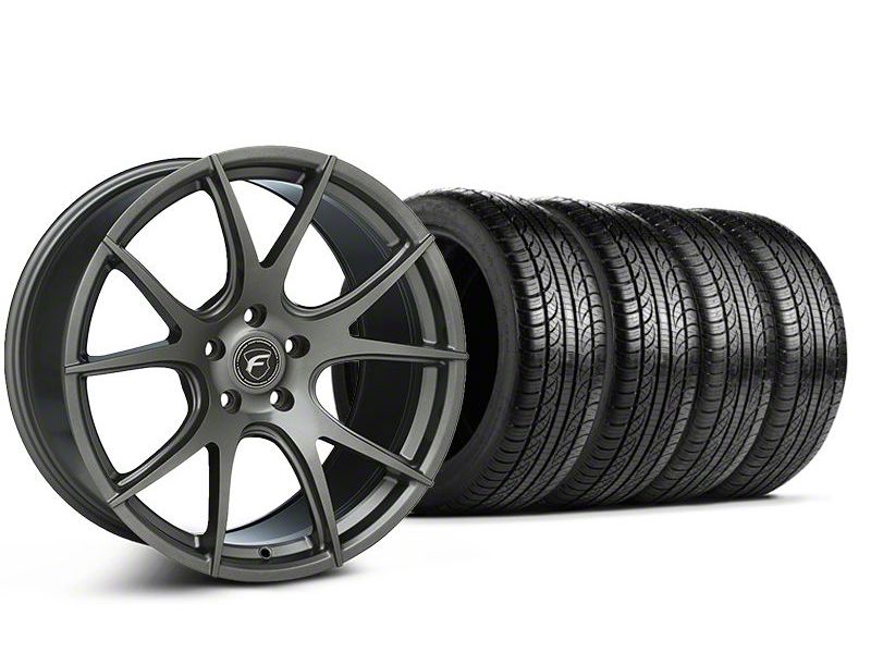 Staggered Gunmetal Forgestar CF5V Monoblock Wheel & Pirelli Tire Kit - 19x9/10 (05-14 All)