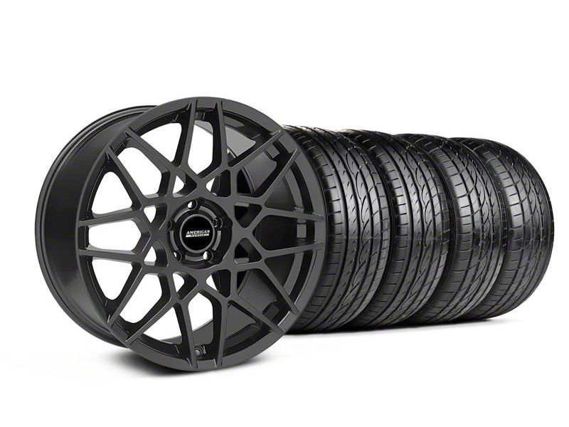 Staggered Charcoal 2013 GT500 Style Wheel & Sumitomo Tire Kit - 19x8.5/10 (05-14 GT, V6)