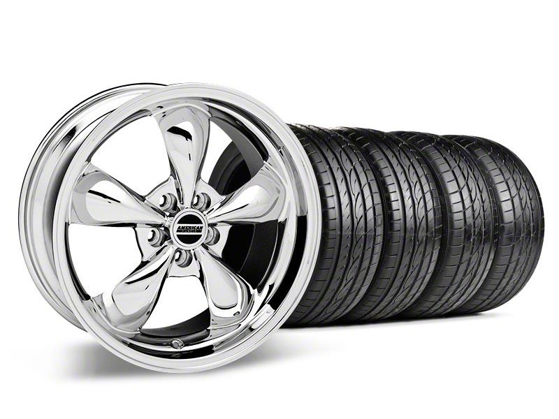 Staggered Chrome Deep Dish Bullitt Mustang Wheel & Sumitomo Tire Kit - 19x8.5/10 (05-14 GT, V6)