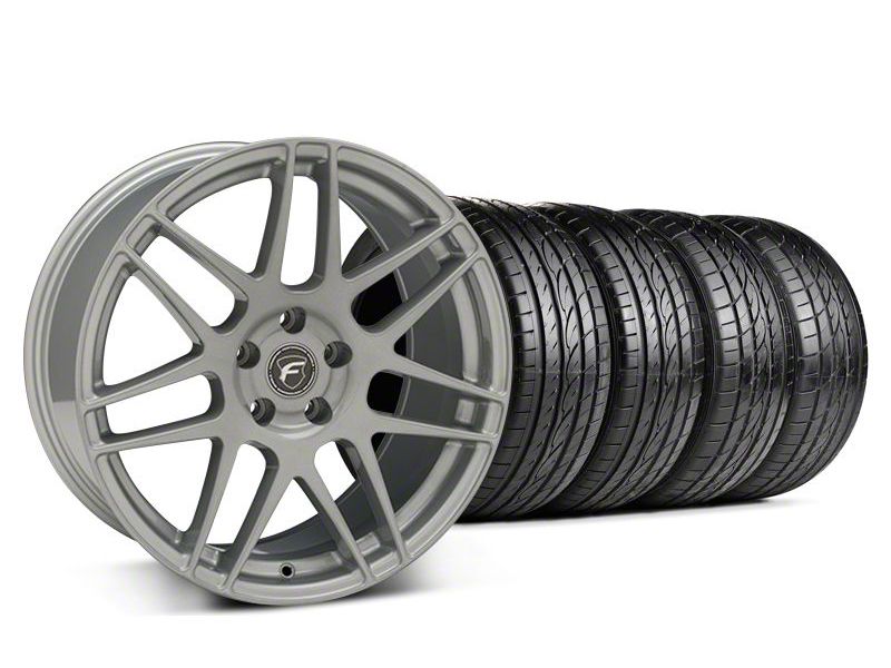 Staggered Silver Forgestar F14 Monoblock Wheel & Sumitomo Tire Kit - 19x9/10 (05-14 All)