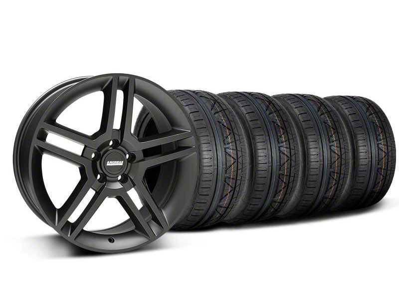 Staggered Matte Black 2010 Style GT500 Wheel & NITTO INVO Tire Kit - 19x8.5/10 (05-14 All)