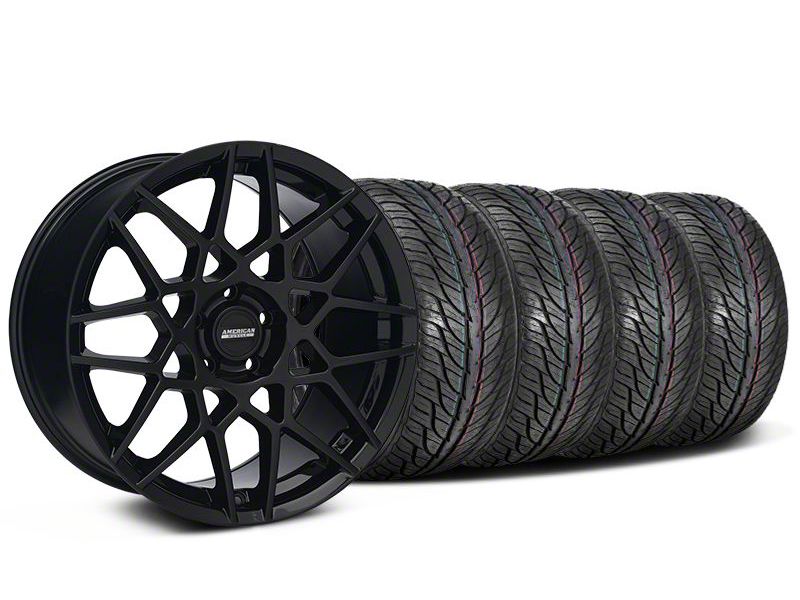 Staggered Gloss Black 2013 GT500 Style Wheel & General Tire Kit - 19x8.5/10 (05-14 GT, V6)