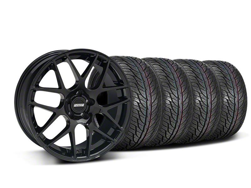 Staggered Black AMR Style Wheel & General Tire Kit - 19x8.5/10 (05-14 All)