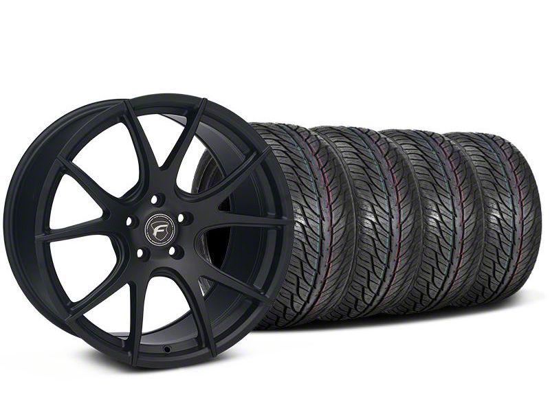 Staggered Matte Black Forgestar CF5V Monoblock Wheel & General Tire Kit - 19x9/10 (05-14 All)