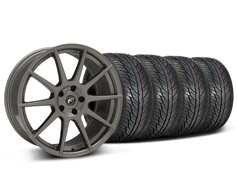 Staggered Gunmetal Forgestar CF10 Monoblock Wheel & General Tire Kit - 19x9/10 (05-14 All)